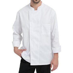 Men's White Chef Jacket Long Sleeve Uniform for Kitchen Restaurant Hotel
